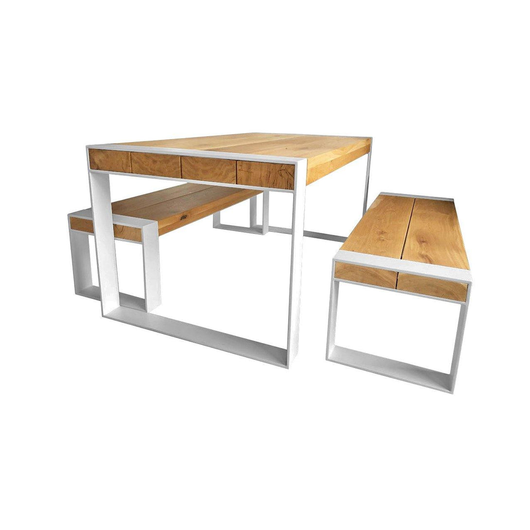 Mesa Comedor Estructura Hierro Patas En U Vigas Madera - dkolina